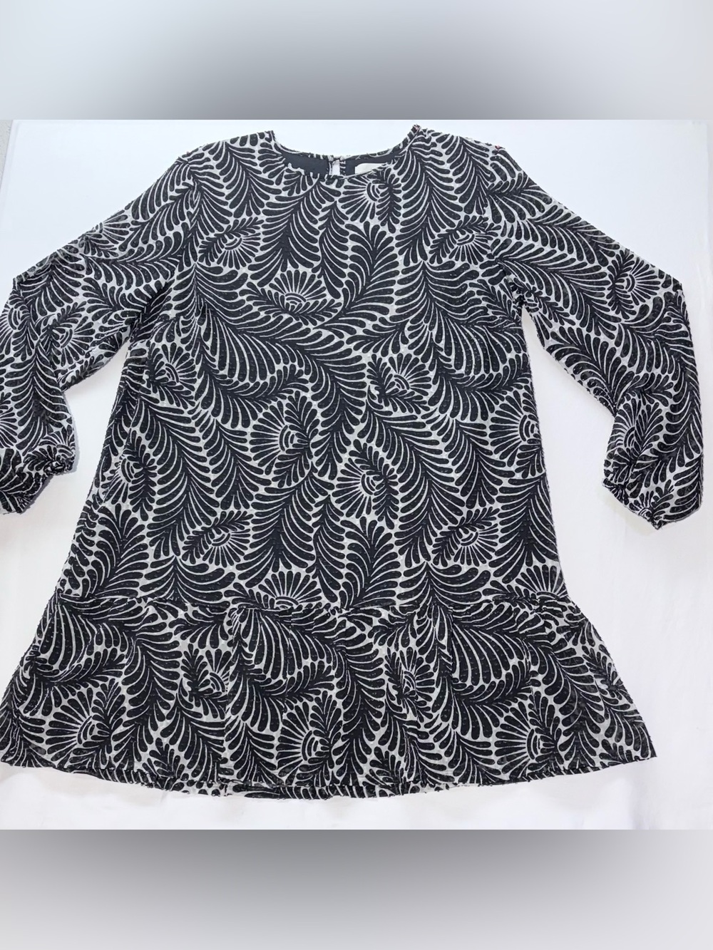 LOFT Black and White Floral-Print Lightweight Dress